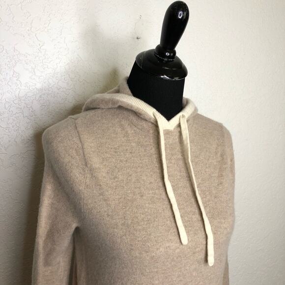 Summersalt tan cream trim hooded merino wool cashmere sweater Extra Small XS - Picture 2 of 14
